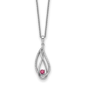 925 Sterling Silver Jul CZ Always in my Heart Birthstone 18in Necklace